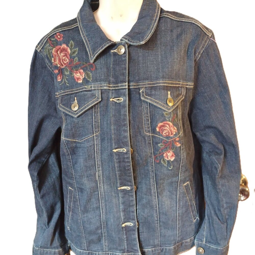 Style & Co embordered jean jacket M
